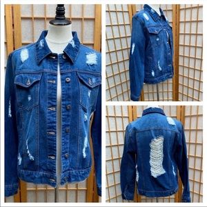 American Blue Premium Distressed Jean Jacket SZ M